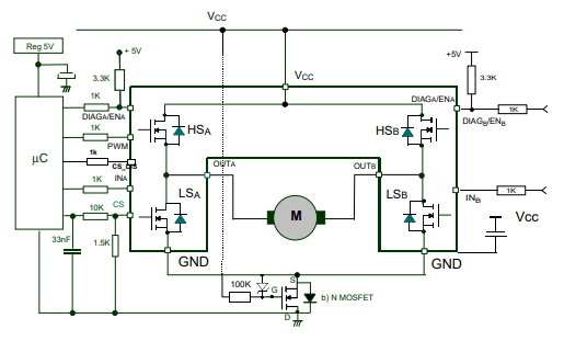 VNH5180ATR-E Typical Application Circuit